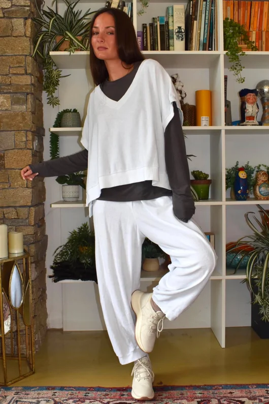 Terry B Hi Lo Tank White